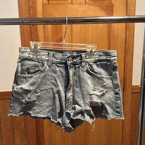 Zara distressed denim shorts